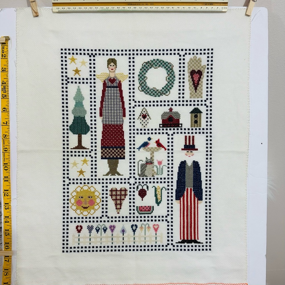 Cross stitch Completed ‘The Growing Season’ HeartstringsPattern 14x18” Handmade - Picture 2 of 3